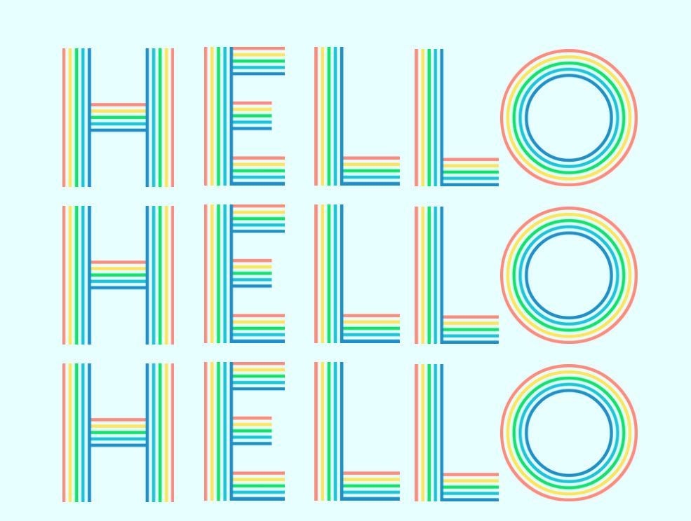 Hello Rainbow Letters Card