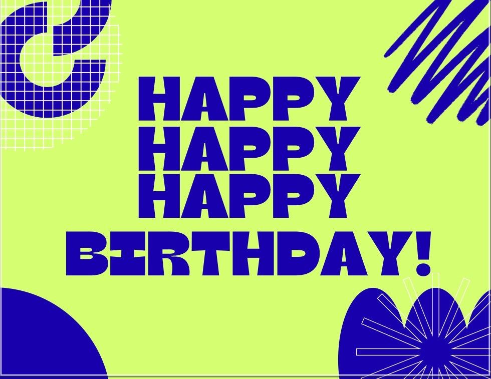 Birthday Groovy Blue/ Green Card