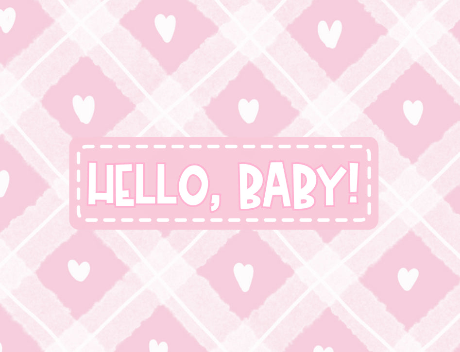 Pink Plaid Baby Card