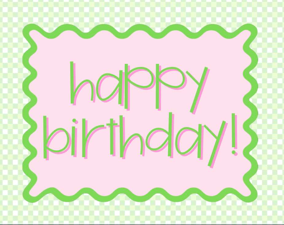 Pink/ Green Preppy Birthday Card