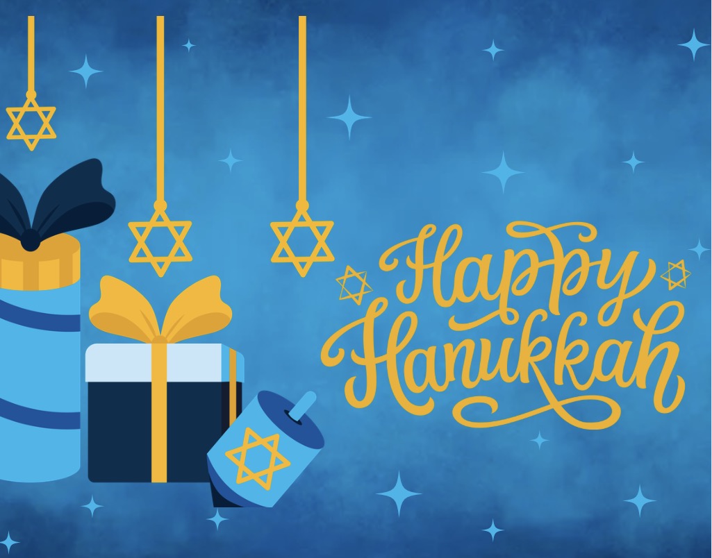 Happy Hannukkah Blue Card