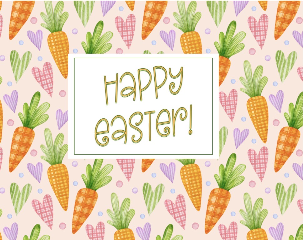 Happy Easter Carrot and Heart Background Card