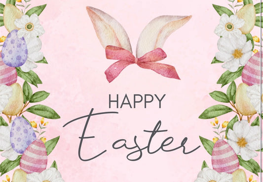 Happy Easter Ears and Bow Card