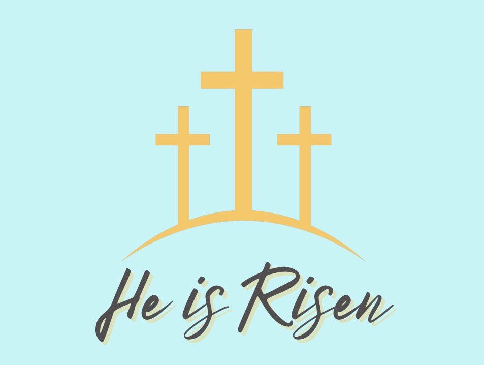 Easter He Is Risen Gold Crosses Card