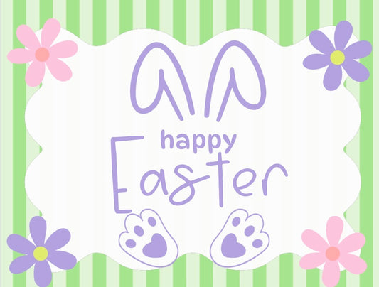 Easter Bunny Green Stripes Card