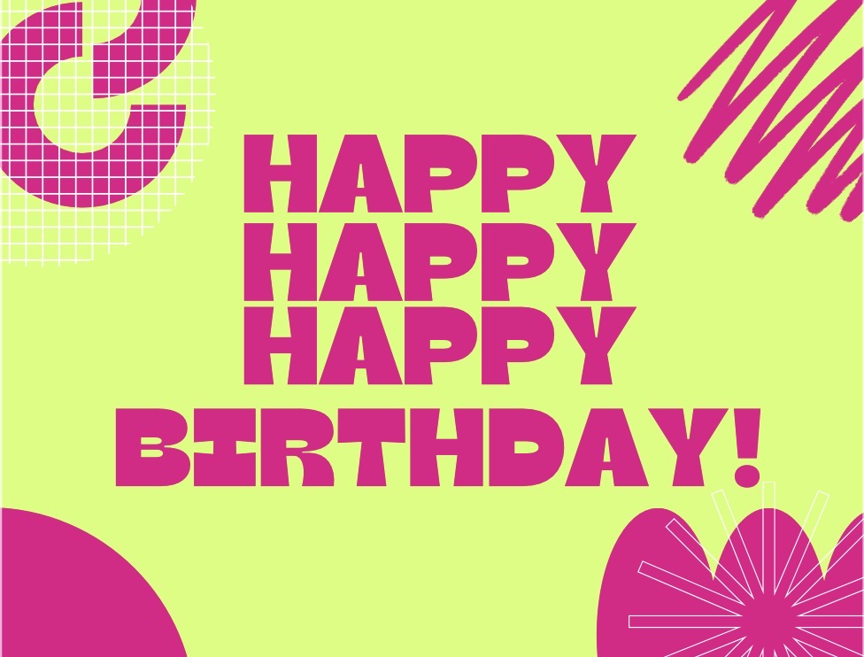 Birthday Groovy Pink/ Green Card
