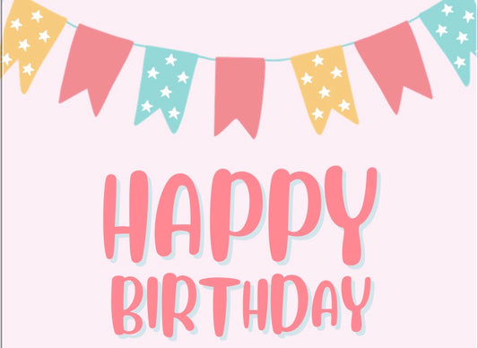 Birthday Banner Coral/ Teal Card