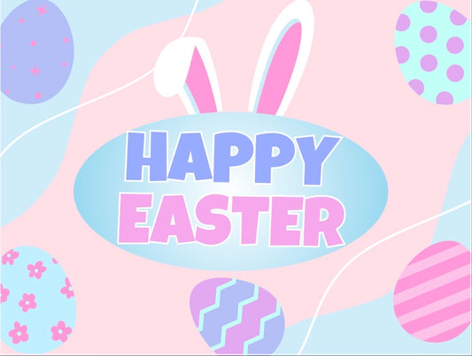 Easter Bunny Pastel Pink and Blue Card