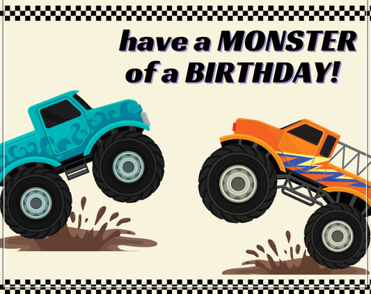 Monster Truck Birthday Card