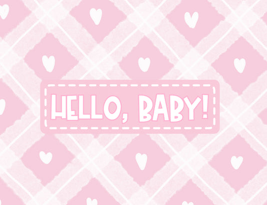 Pink Plaid Baby Card