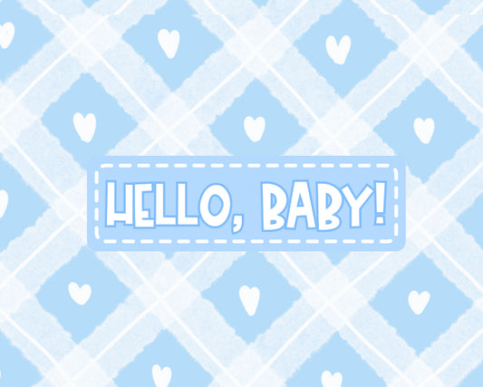 Blue Plaid Baby Card